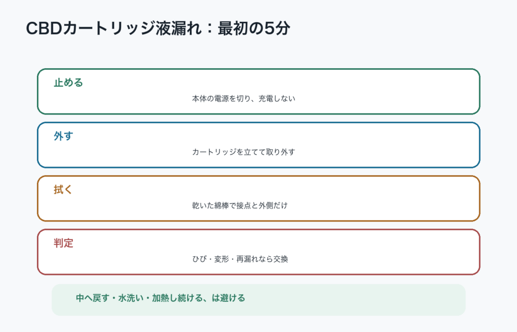 液漏れを見つけた直後の確認手順