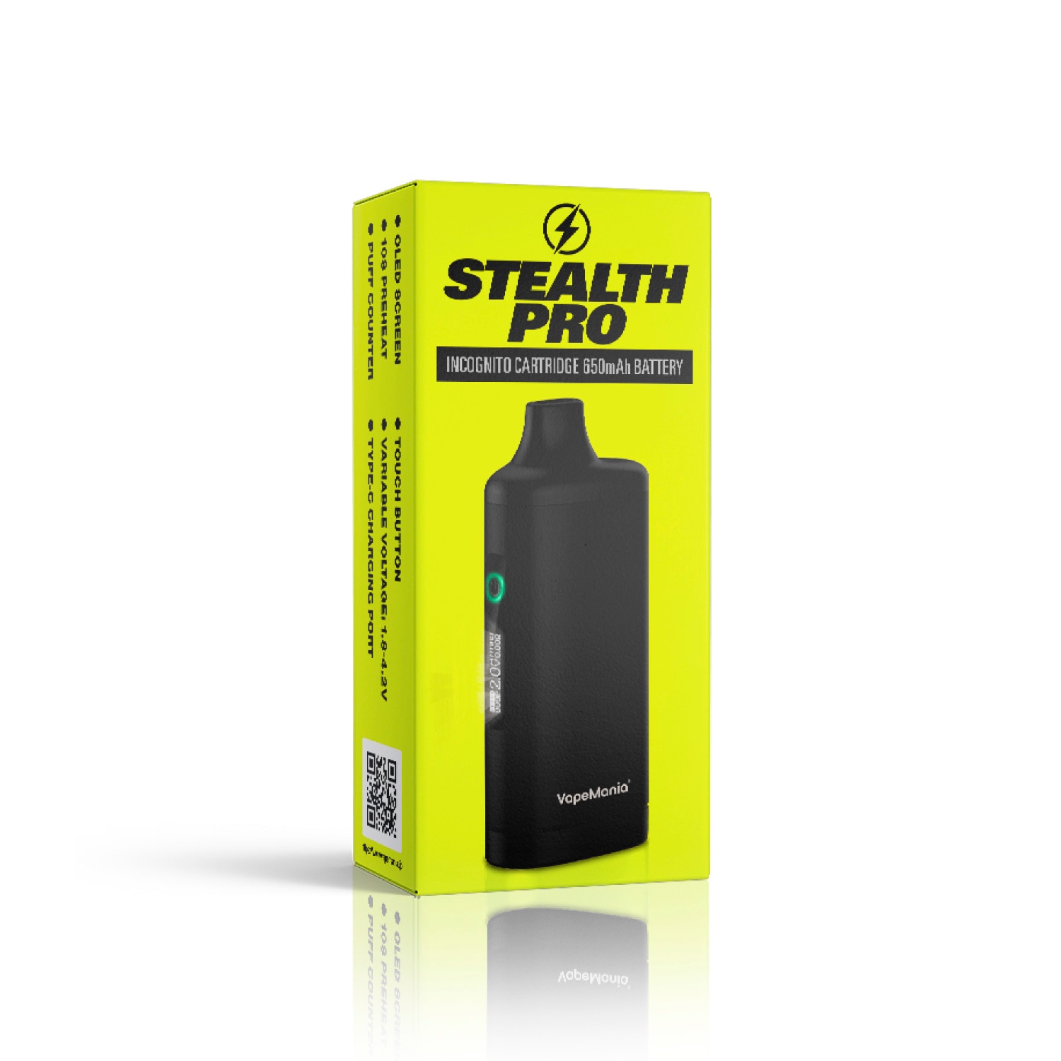 VapeMania公式のSTEALTH PRO本体写真。カートリッジを覆う機器の例